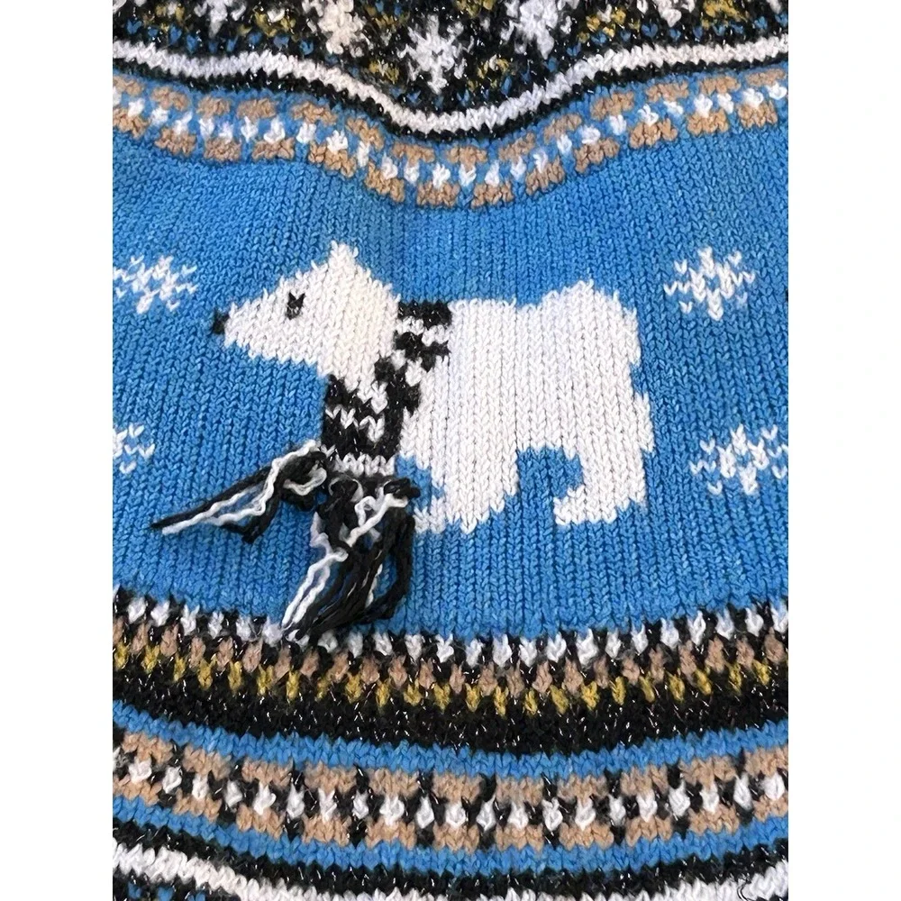 Holiday Time Fair Isle Metallic Polar Bear Granny Ugly Christmas Party Sweater S